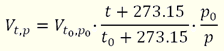 Equ 2.27: Conversion Volume Ideal Gas