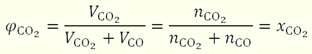 Equ 2.36: Volume Fraction CO2